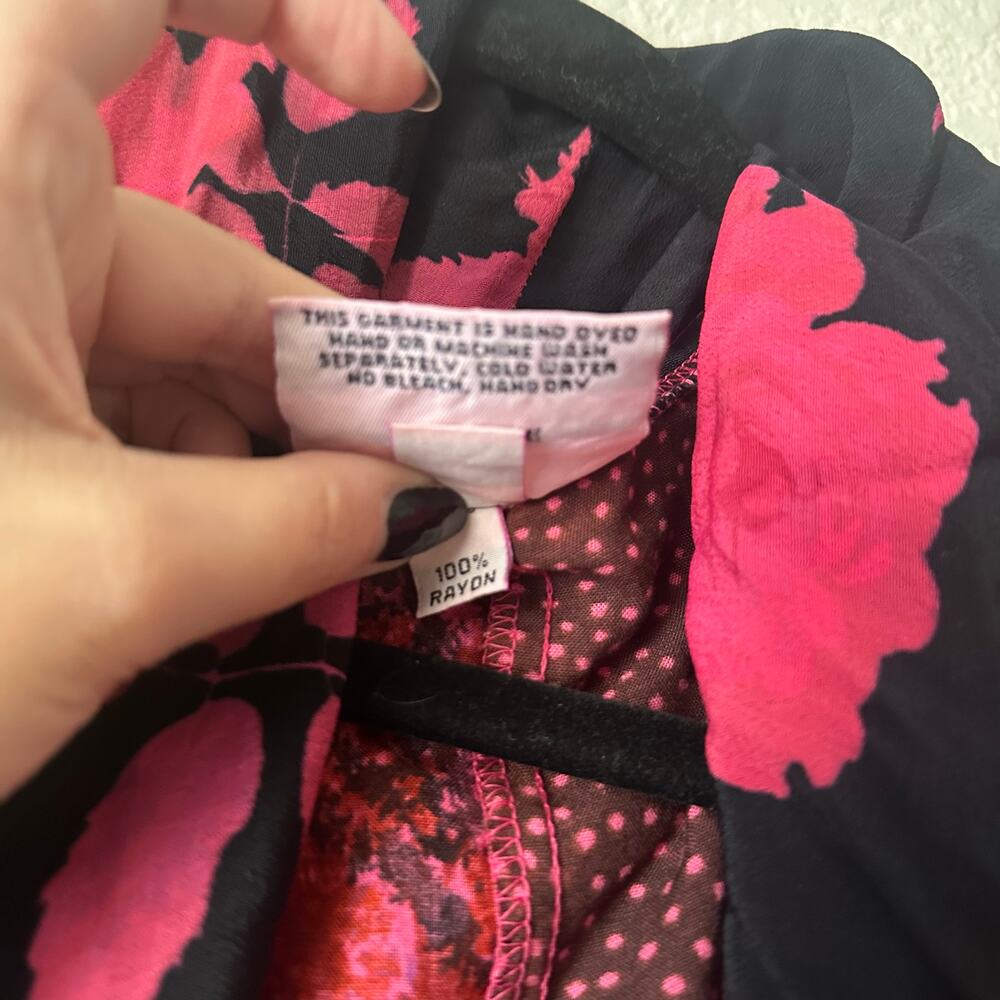 URU pink black mixed pattern floral kimono jacket - Picture 3 of 8